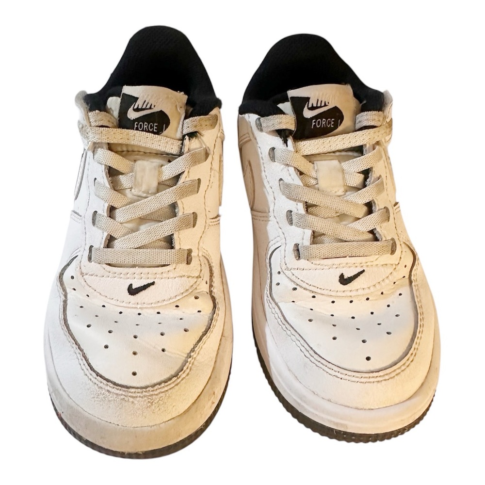 NIKE Force 1 Kids White and Black Low-Top Sneakers